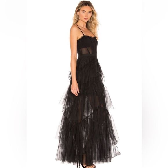 BCBGMAXAZRIA Size 0 Corset Tulle Tiered Oly Gown in Black (Blogger favorite) - Picture 2 of 4